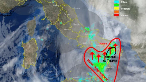 Diluvia nel Tarantino e Brindisino. A Matera solo pioggia debole